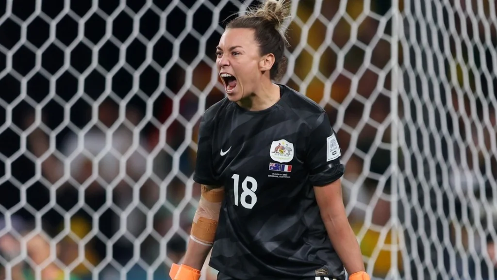 Mackenzie Arnold Celebrates Quarterfinals Win Over France